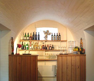 The bar in a converted police cell at the Singtong Neeyom Thai Restaurant